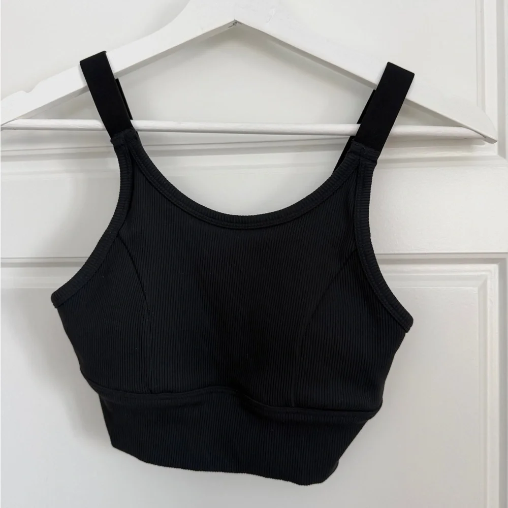 Aerie Black Ribbed Sports Bra - Picture 2 of 4